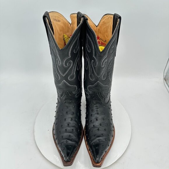 Los Altos Western Wear Men Size 8EE Black Leather Pointed Toe Cowboy Boot - Picture 3 of 13